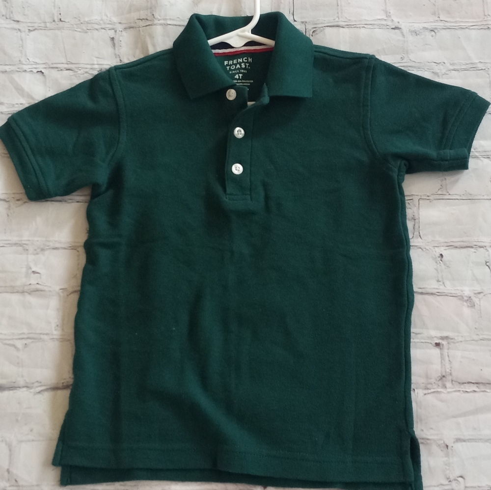 Like New Boys 4T French Toast Hunter Green Short Sleeve Uniform / Polo Shirt